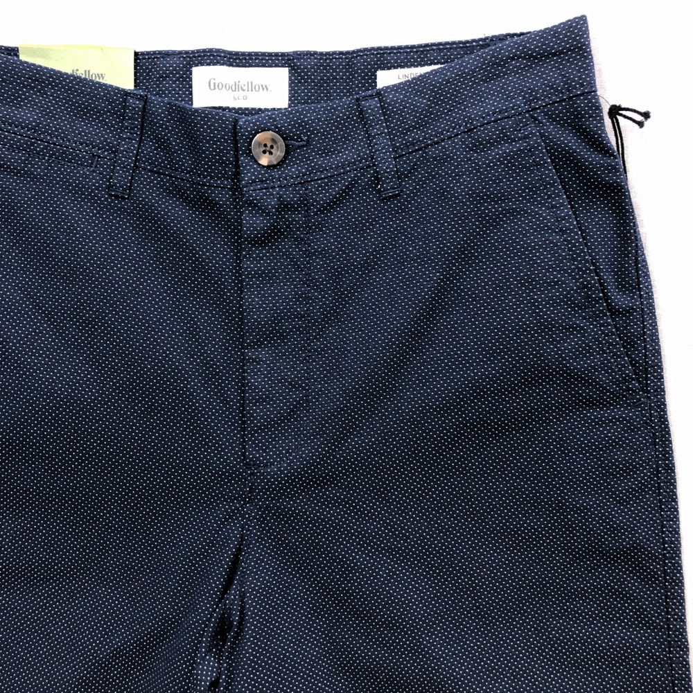 Blue White Dot Linden Flat Front Slim Chino Short - Picture 5 of 8